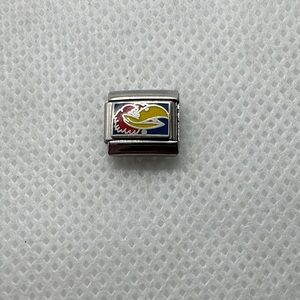 Silver Charm with Kansas Jayhawks Mascot for Nomination Charm Bracelet